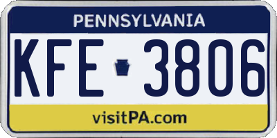 PA license plate KFE3806