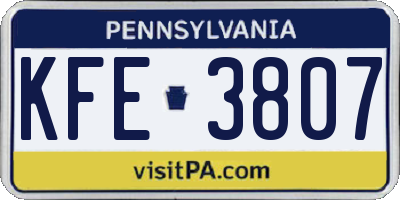 PA license plate KFE3807