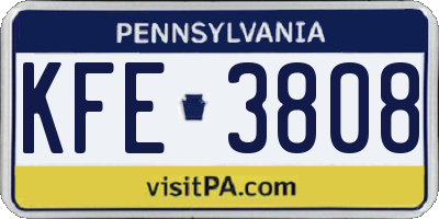 PA license plate KFE3808