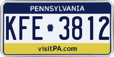 PA license plate KFE3812