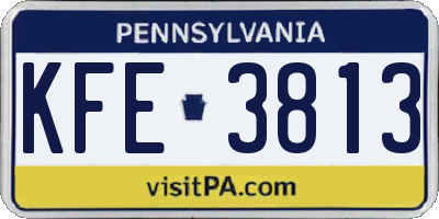 PA license plate KFE3813