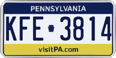 PA license plate KFE3814