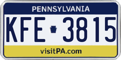 PA license plate KFE3815