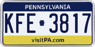 PA license plate KFE3817