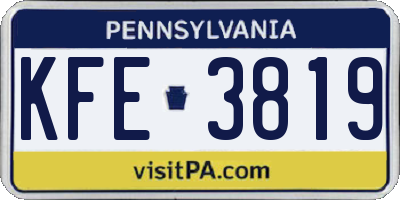 PA license plate KFE3819