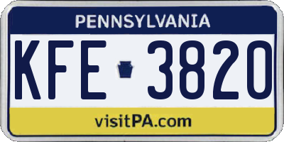 PA license plate KFE3820