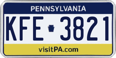 PA license plate KFE3821