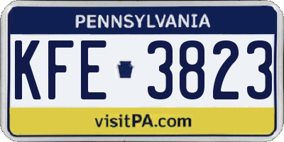 PA license plate KFE3823