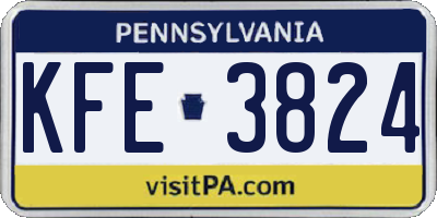 PA license plate KFE3824