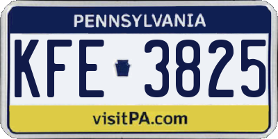 PA license plate KFE3825