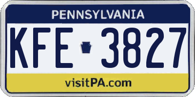 PA license plate KFE3827