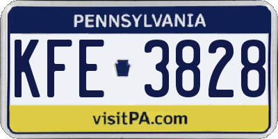 PA license plate KFE3828