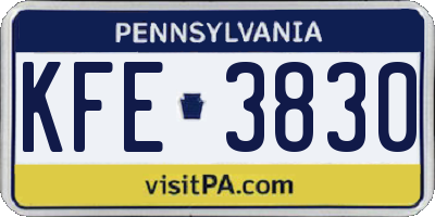 PA license plate KFE3830