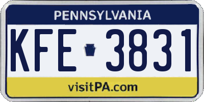 PA license plate KFE3831