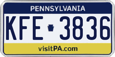 PA license plate KFE3836