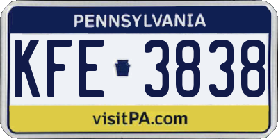 PA license plate KFE3838