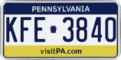 PA license plate KFE3840