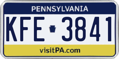 PA license plate KFE3841