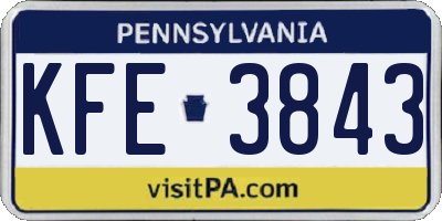 PA license plate KFE3843