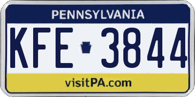 PA license plate KFE3844