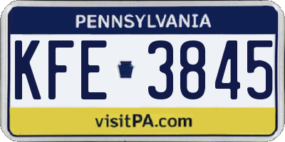 PA license plate KFE3845