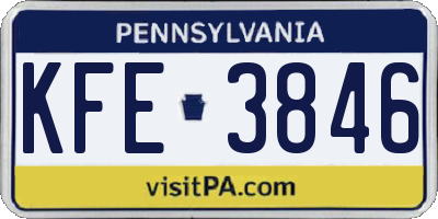 PA license plate KFE3846