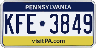 PA license plate KFE3849