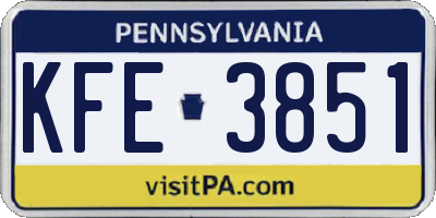 PA license plate KFE3851