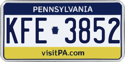 PA license plate KFE3852