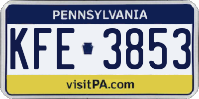 PA license plate KFE3853