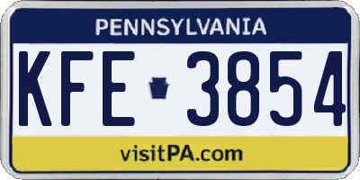 PA license plate KFE3854