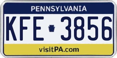 PA license plate KFE3856