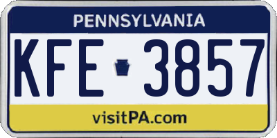 PA license plate KFE3857