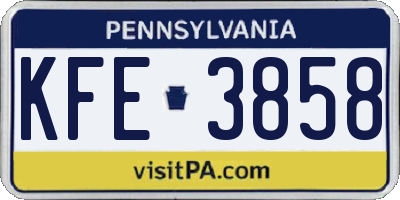 PA license plate KFE3858