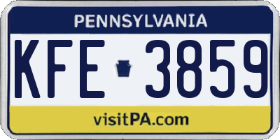 PA license plate KFE3859