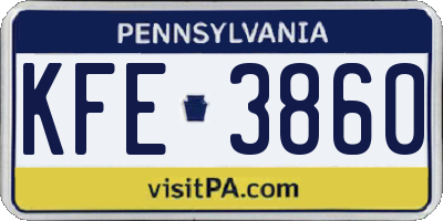 PA license plate KFE3860