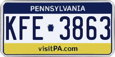 PA license plate KFE3863