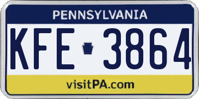 PA license plate KFE3864