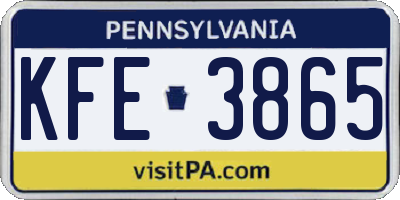 PA license plate KFE3865