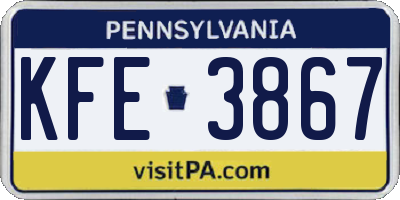 PA license plate KFE3867
