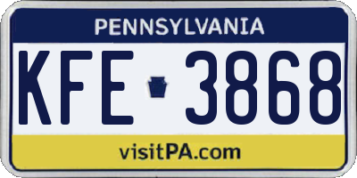 PA license plate KFE3868