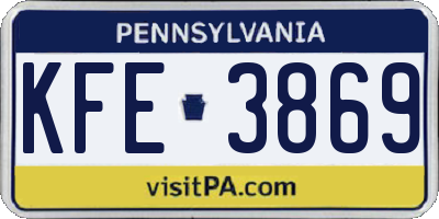 PA license plate KFE3869