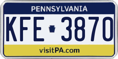 PA license plate KFE3870