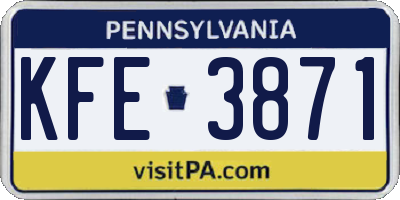 PA license plate KFE3871