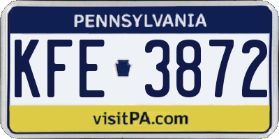 PA license plate KFE3872