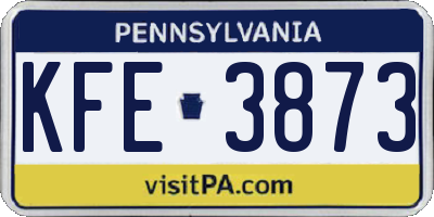 PA license plate KFE3873