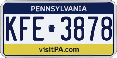 PA license plate KFE3878