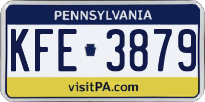 PA license plate KFE3879