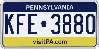 PA license plate KFE3880