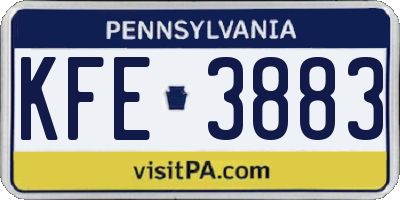 PA license plate KFE3883